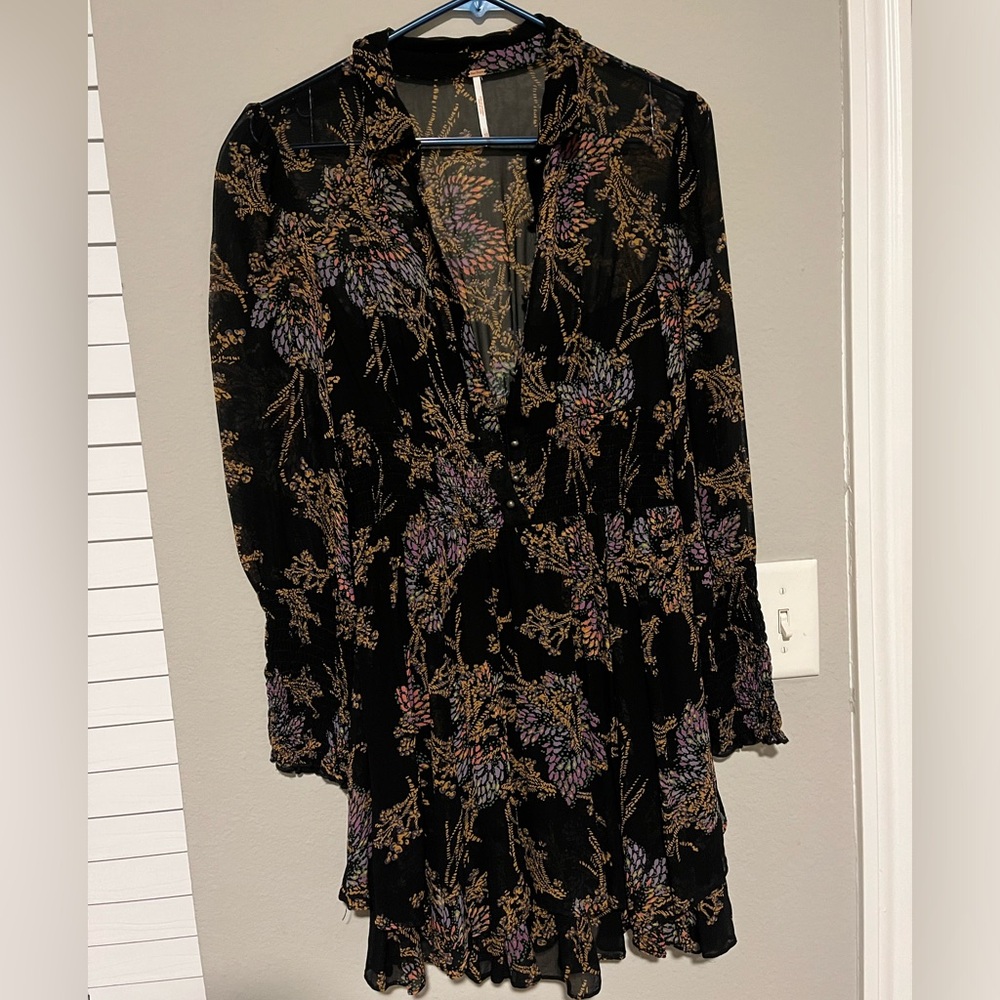 Black patterned Free People dress